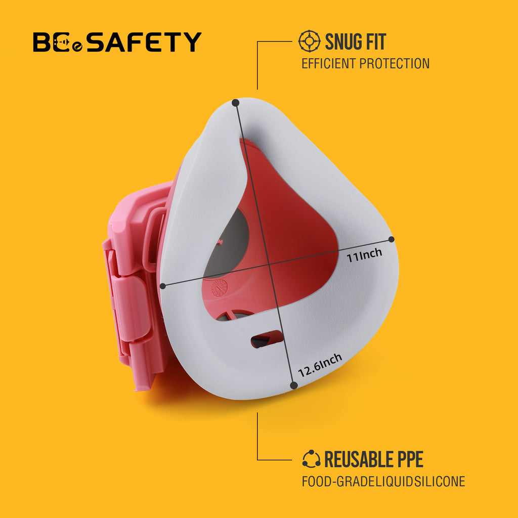 2818 Dust Mask,Half Face Reusable Respirator with 6 P2 Filters (Pink）