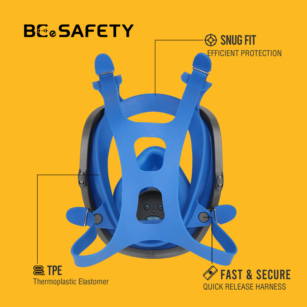 RF-610 Full Face Respirator Mask with 2 A1 Organic Vapor Filters & 8 P2 Dust Filters