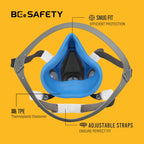 RD-510 Half Face Respirator Mask with 2 A1 Gas Filters & 8 P2 Dust Replacement Filters