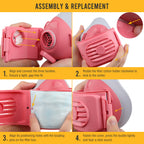 2818 Dust Mask,Half Face Reusable Respirator with 6 P2 Filters (Pink）
