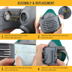2818 Dust Mask,Half Face Reusable Respirator with 6 P2 Filters (Grey）