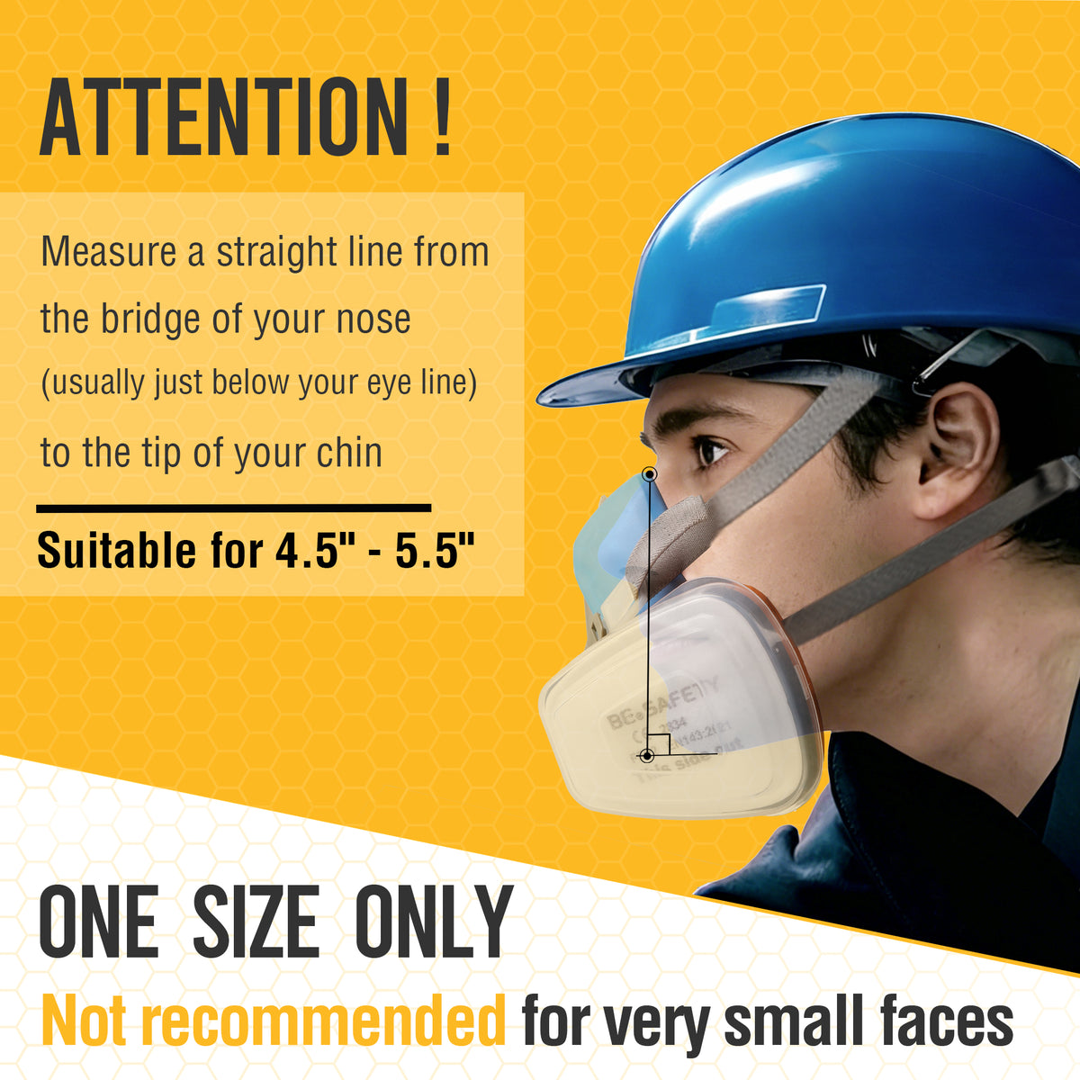 RD-518  Half Face Respirator Mask with Safety Goggles, 2 A1 Organic Vapor Filters & 8 P2 Dust Filters