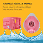 2818 Dust Mask,Half Face Reusable Respirator with 6 P2 Filters (Pink）