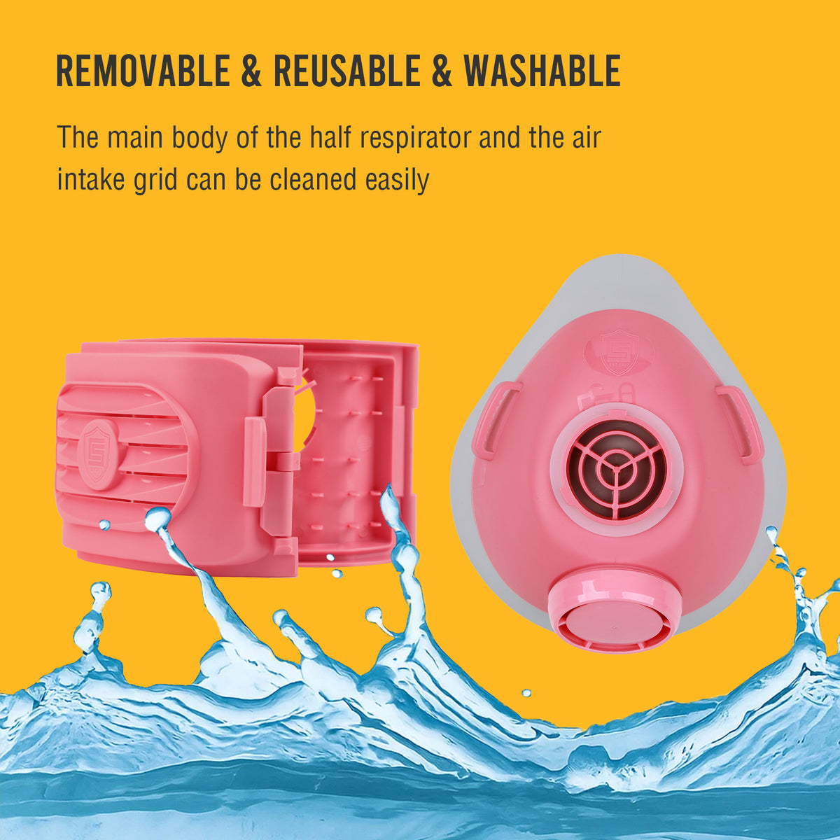 2818 Dust Mask,Half Face Reusable Respirator with 6 P2 Filters (Pink）