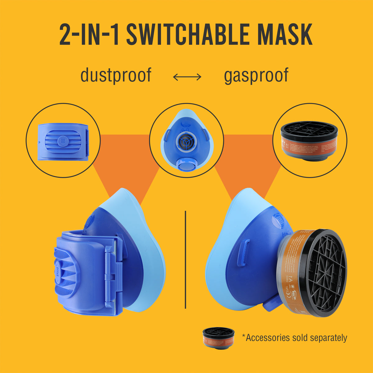 2818 Dust Mask,Half Face Reusable Respirator with 6 P2 Filters (Blue）