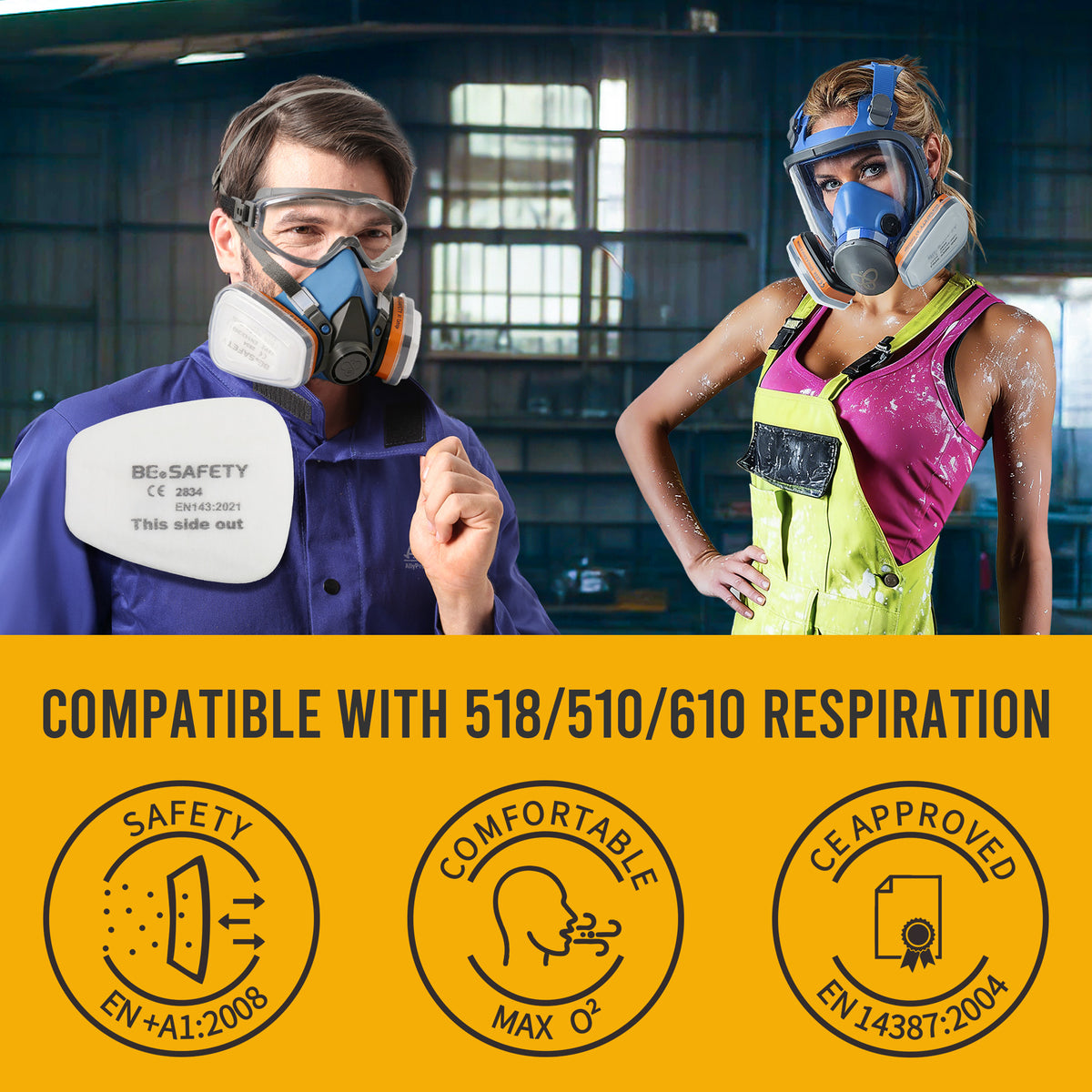 12 PCS P2 Replacement Dust Filters for RD-510/RD-518 Half Face & RF-610 Full Face Reusable Respirator